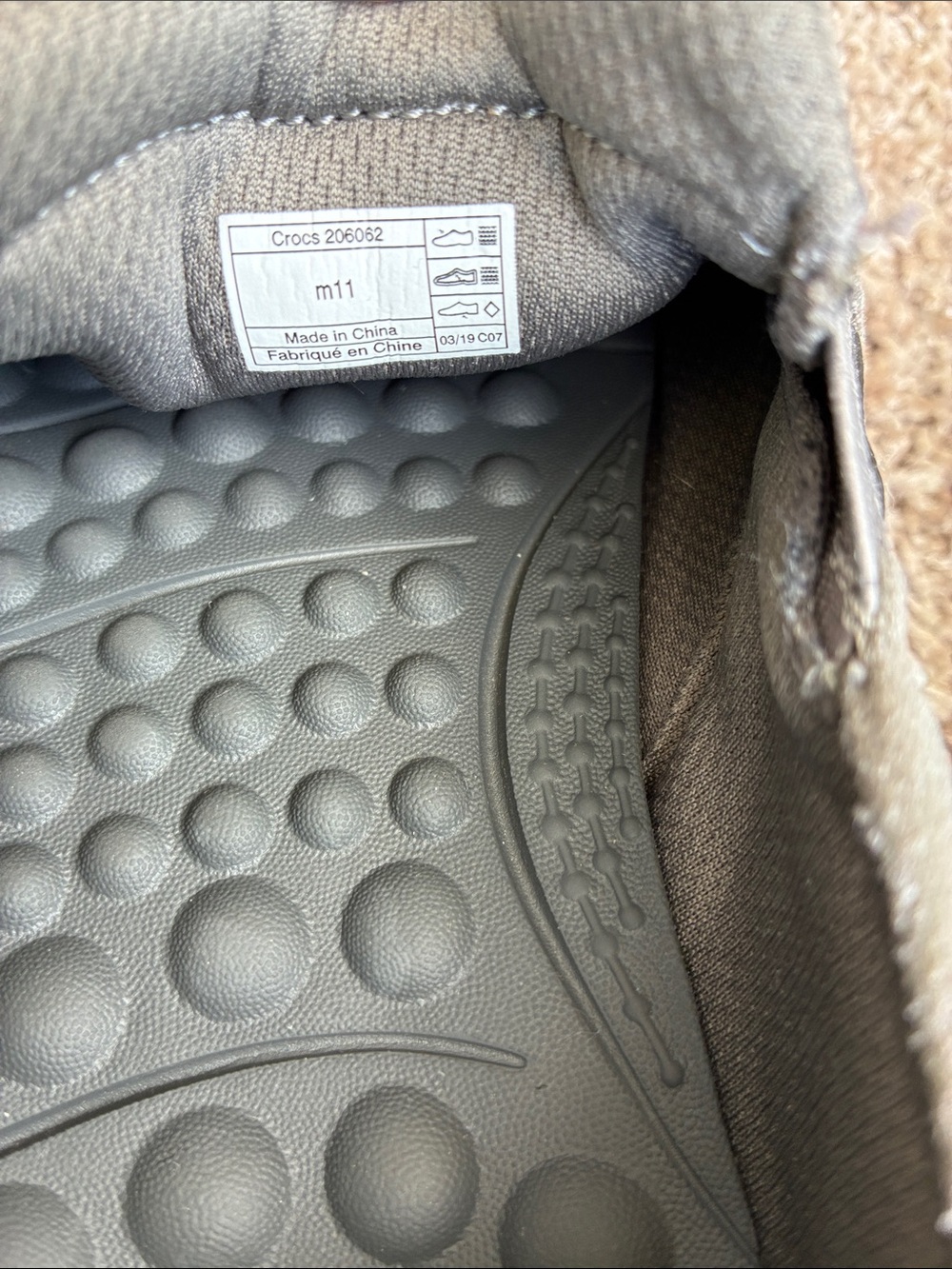 CROCS Men's Reviva Gray Canvas Slip-On Loafers size 11 - Picture 14 of 16